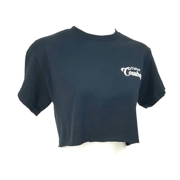 Dallas Cowboys Double Script Retro Logo NFL "Cropped" Crop Top Football Tee - Picture 2 of 6